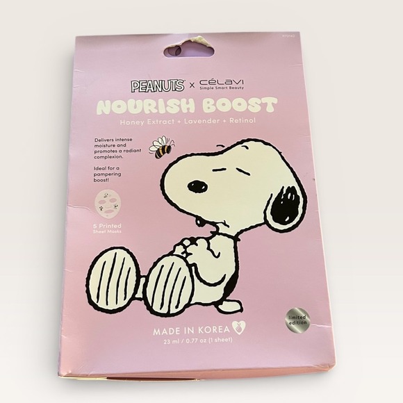 Peanuts x Celavi Other - Peanuts Celavi Nourish Boost Sheet Mask Honey Lavender Retinol Limited Edition